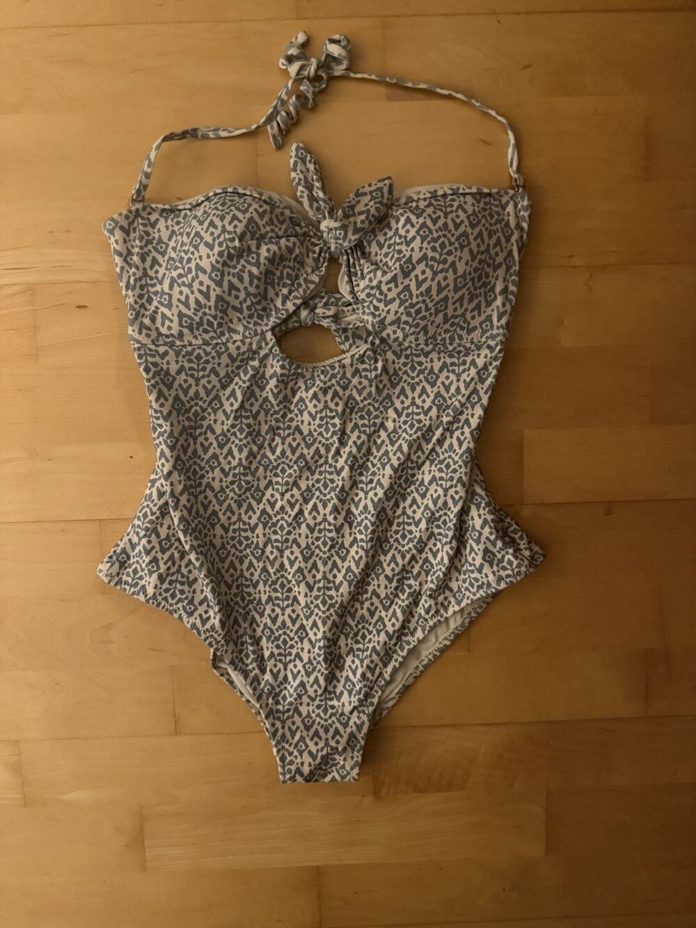 Eberjey Betty Lola Ditsy Flower Floral Bandeau One-Piece Swimsuit Black White M